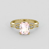 3.06 Ct. Peach Sapphire Ring, 18K Yellow Gold 1