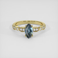 1.20 Ct. Greenish Blue Sapphire Ring, 18K Yellow Gold 1