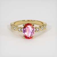 1.29 Ct. Padparadscha Sapphire Ring, 18K Yellow Gold 1