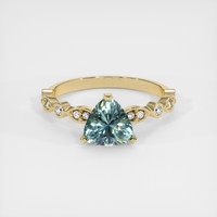 1.72 Ct. Bluish Green Sapphire Ring, 18K Yellow Gold 1