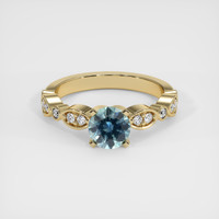 1.11 Ct. Bluish Green Sapphire Ring, 18K Yellow Gold 1