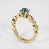 1.11 Ct. Bluish Green Sapphire Ring, 18K Yellow Gold 2