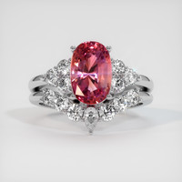 2.91 Ct. Reddish Pink Sapphire Ring, Platinum 950 1