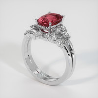 2.91 Ct. Reddish Pink Sapphire Ring, Platinum 950 2