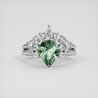 1.80 Ct. Green Sapphire Ring, 10K White Gold 1