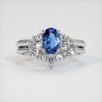 0.87 Ct. Blue Sapphire Ring, 14K White Gold 1