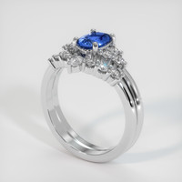 0.87 Ct. Blue Sapphire Ring, 14K White Gold 2
