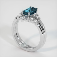 2.01 Ct. Greenish Blue Sapphire Ring, 14K White Gold 2