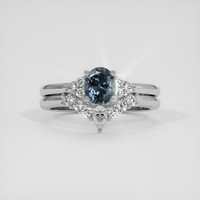 0.91 Ct. Greyish Blue Sapphire Ring, 18K White Gold 1