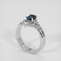 0.91 Ct. Greyish Blue Sapphire Ring, 18K White Gold 2