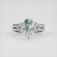 2.33 Ct. Bluish Green Sapphire Ring, 18K White Gold 1