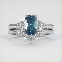 2.01 Ct. Greenish Blue Sapphire Ring, 18K White Gold 1