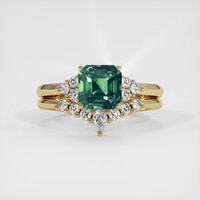 3.05 Ct. Bluish Green Sapphire Ring, 10K Yellow Gold 1
