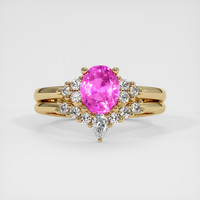 1.20 Ct. Pink Sapphire Ring, 14K Yellow Gold 1