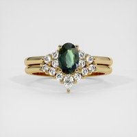 1.13 Ct. Bluish Green Sapphire Ring, 14K Yellow Gold 1