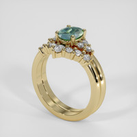 1.14 Ct. Bluish Green Sapphire Ring, 14K Yellow Gold 2