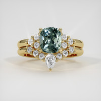 1.56 Ct. Bluish Green Sapphire Ring, 14K Yellow Gold 1
