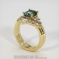 1.56 Ct. Bluish Green Sapphire Ring, 14K Yellow Gold 2