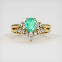 0.59 Ct. Emerald Ring, 18K Yellow Gold 1