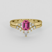 1.08 Ct. Pink Sapphire Ring, 18K Yellow Gold 1