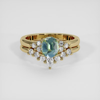 1.14 Ct. Bluish Green Sapphire Ring, 18K Yellow Gold 1