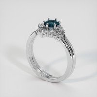 0.84 Ct. Greenish Blue Sapphire Ring, Platinum 950 2