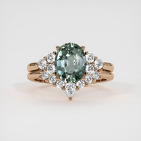 2.25 Ct. Bluish Green Sapphire Ring, 14K Rose Gold 1
