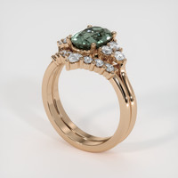 2.25 Ct. Bluish Green Sapphire Ring, 18K Rose Gold 2