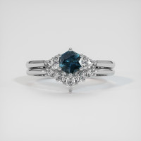 0.84 Ct. Greenish Blue Sapphire Ring, 14K White Gold 1