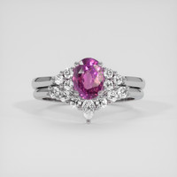 1.50 Ct. Pinkish Purple Sapphire Ring, 18K White Gold 1