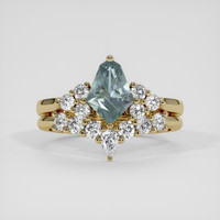 1.09 Ct. Bluish Green Sapphire Ring, 10K Yellow Gold 1