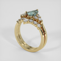 1.09 Ct. Bluish Green Sapphire Ring, 10K Yellow Gold 2