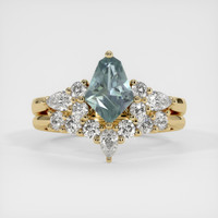 1.09 Ct. Bluish Green Sapphire Ring, 14K Yellow Gold 1