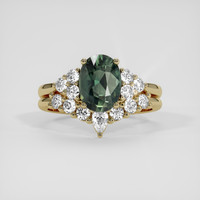 2.08 Ct. Green Sapphire Ring, 18K Yellow Gold 1