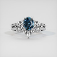 1.75 Ct. Greenish Blue Sapphire Ring, Platinum 950 1