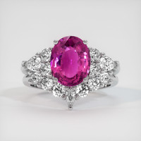 3.98 Ct. Pink Sapphire Ring, 10K White Gold 1