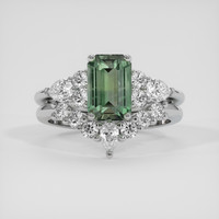 2.06 Ct. Green Sapphire Ring, 14K White Gold 1