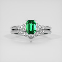 1.08 Ct. Emerald Ring, 18K White Gold 1