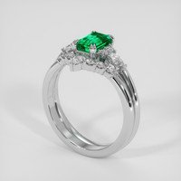 1.08 Ct. Emerald Ring, 18K White Gold 2