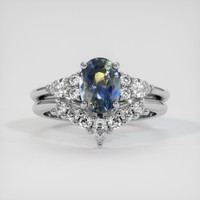 2.03 Ct. Bi Color Sapphire Ring, 18K White Gold 1