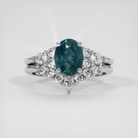 2.52 Ct. Greenish Blue Sapphire Ring, 18K White Gold 1