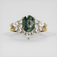 2.08 Ct. Green Sapphire Ring, 14K Yellow Gold 1