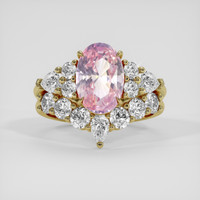 3.68 Ct. Padparadscha Sapphire Ring, 18K Yellow Gold 1
