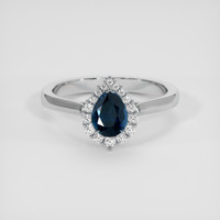 0.89 Ct. Blue Sapphire Ring, 14K White Gold 1