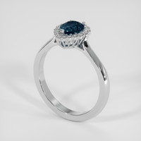 0.89 Ct. Blue Sapphire Ring, 14K White Gold 2