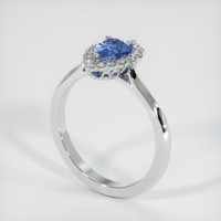 1.11 Ct. Blue Sapphire Ring, 18K White Gold 2