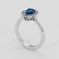 0.89 Ct. Blue Sapphire Ring, 18K White Gold 2