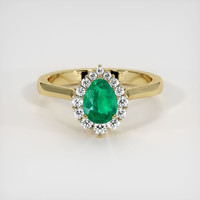 0.58 Ct. Emerald Ring, 18K Yellow Gold 1