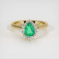 0.51 Ct. Emerald Ring, 18K Yellow Gold 1
