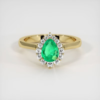 0.56 Ct. Emerald Ring, 18K Yellow Gold 1